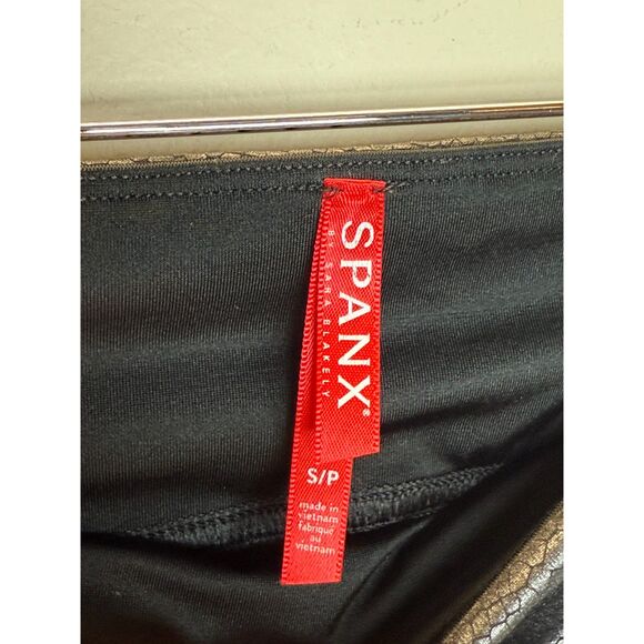 Spanx Women's Sz Small Black Faux Leather Stretch Pull On Leggings High Waisted - Picture 7 of 8